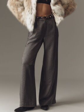 Maeve Shimmered Wide-Leg Trousers